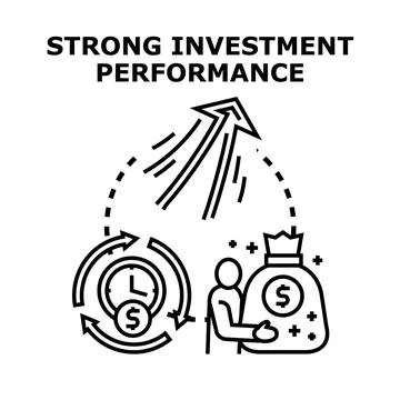 Strong investment performance vector achieving financial growth goals Stock Illustration