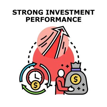 Strong investment performance vector achieving financial growth goals Stock Illustration