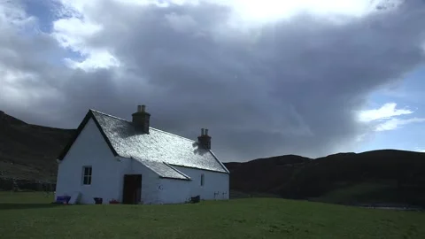 Strong light on Kervaig bothy Stock Footage 158189406