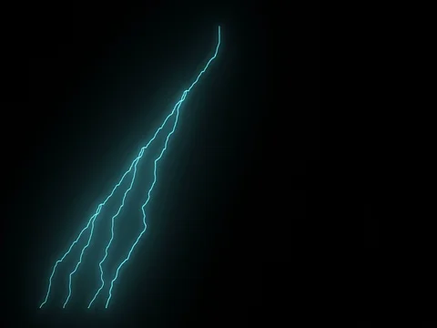 Strong Lightning Multi Forking Blue Stock Footage 76670259