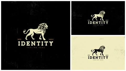 Strong lion logo on dark background Stock Illustration