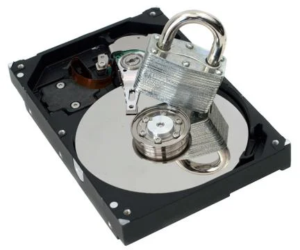 Strong lock on top of hard disk Stock Photos
