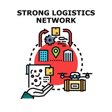 Strong logistics network managing global delivery and distribution Stock Illustration