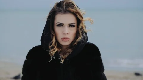 Strong look at the camera a lonely courageous girl. Stock Footage 105068960