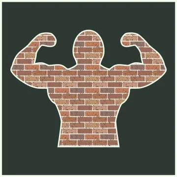 Strong man of bricks Stock Illustration