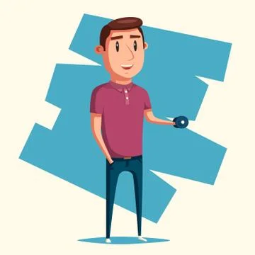Strong man. Cartoon character. Vector illustration Stock Illustration