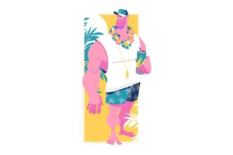 Strong man with cooling drink Stock Illustration