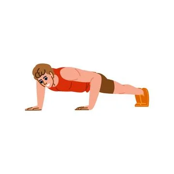 Strong man doing push ups exercise during fitness workout Stock Illustration