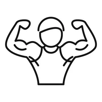 Strong man flexing biceps icon Stock Illustration
