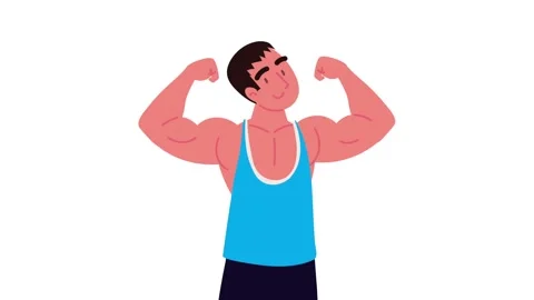 Strong man flexing muscles workout dynamic motion, male bodybuilder in gym .. 스톡 동영상 338991322