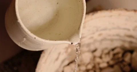 Strong man hands working with raw clay. Work close-up. Stock Footage 127395572
