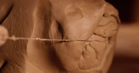 Strong man hands working with raw clay. Work close-up. Stock Footage 127397320