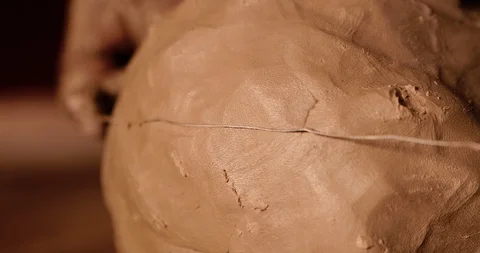 Strong man hands working with raw clay. Work close-up. Stock Footage 127397457