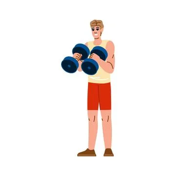 Strong man lifting weights, building muscles and staying fit Ilustración de archivo