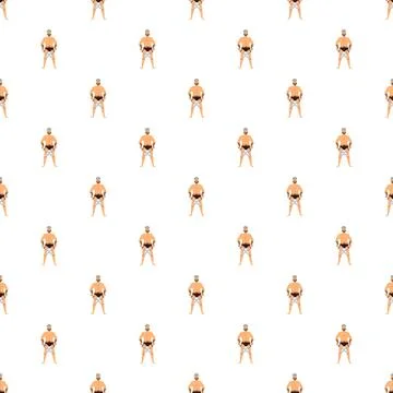 Strong man standing pose seamless pattern background イラスト素材