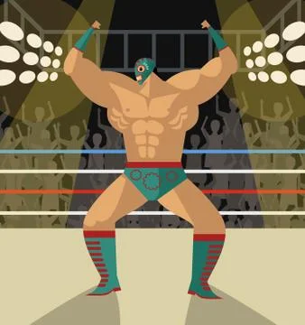 Strong masked wrestler Stock-Illustration