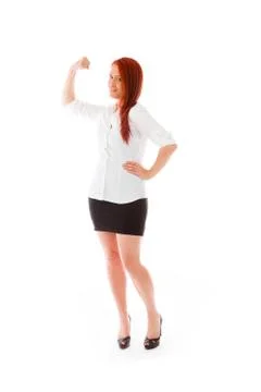 Strong model isolated with arm curl Stock Photos