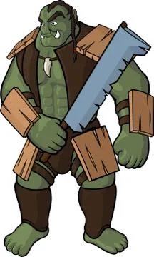 Strong orc with sword Stock Illustration