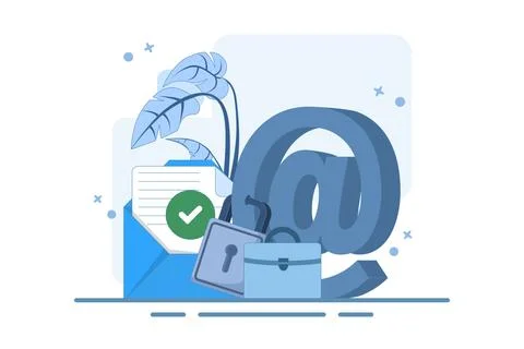 Strong padlock security concept on email symbol. Email security protection. Stock Illustration