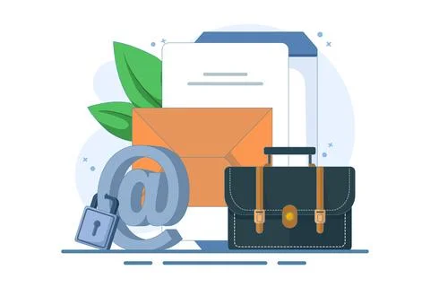 Strong padlock security concept on email symbol. Email security protection. Stock Illustration