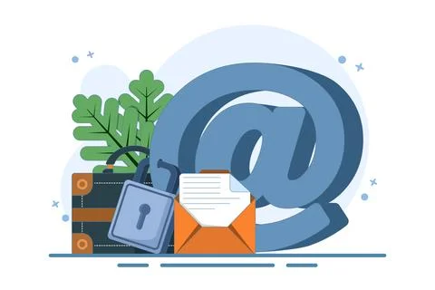 Strong padlock security concept on email symbol. Email security protection Stock Illustration