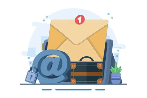 Strong padlock security concept on email symbol. Email security protection. Stock Illustration