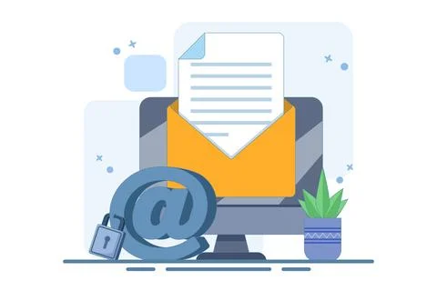 Strong padlock security concept on email symbol. Email security protection. Stock Illustration