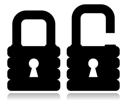 Strong padlock silhouette Illustrazione stock