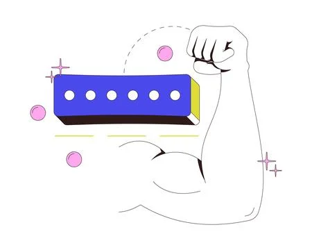 Strong password strength meter modern onboarding illustration Illustrazione stock