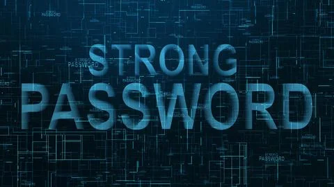 Strong password text technology data line blue color Foto stock