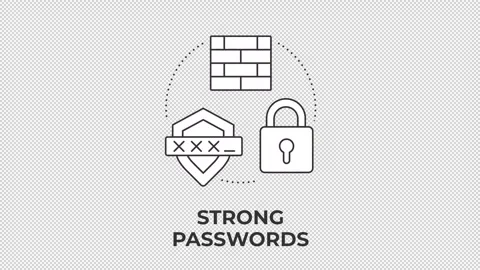 Strong passwords animated line concept icon Stock Footage 346720001