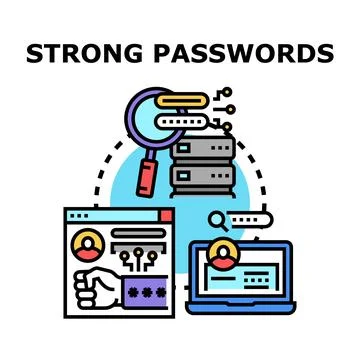 Strong passwords concept maintaining online data security and privacy Stockillustratie