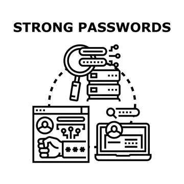 Strong passwords concept maintaining online data security and privacy Stock Illustration