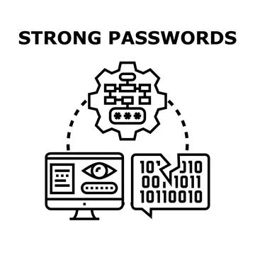 Strong passwords enabling secure data protection and cyber security 스톡 일러스트