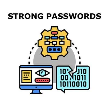 Strong passwords enabling secure data protection and cyber security 스톡 일러스트