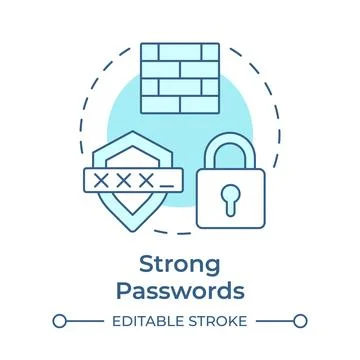 Strong passwords soft blue concept icon Stock Illustration