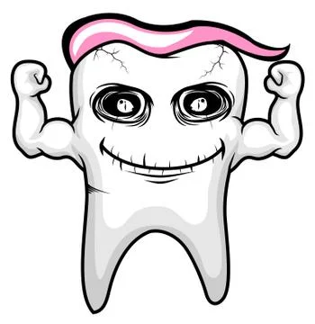 Strong pink tooth character vector Stock Illustration