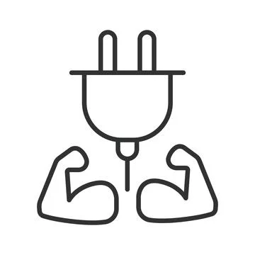 Strong power plug icon in line design. Power plug, electricity, energy, strong Stock Illustration
