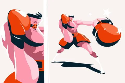 Strong professional boxer man Stock Illustration