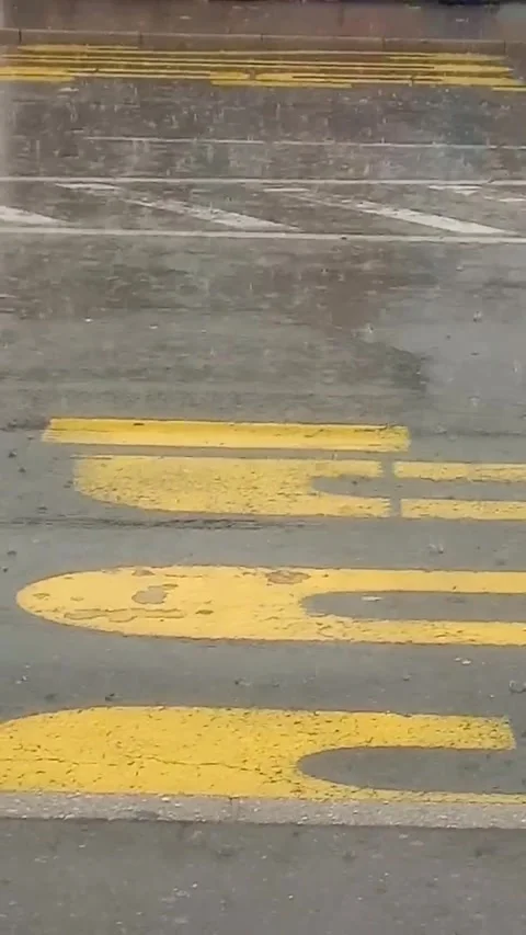 Strong rain at the bus stop Stock Footage 255502628