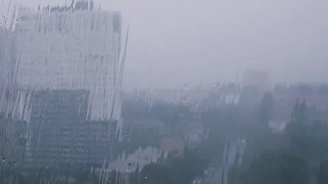 Strong Rain drops on windows glass 1 Stock Footage 264887864