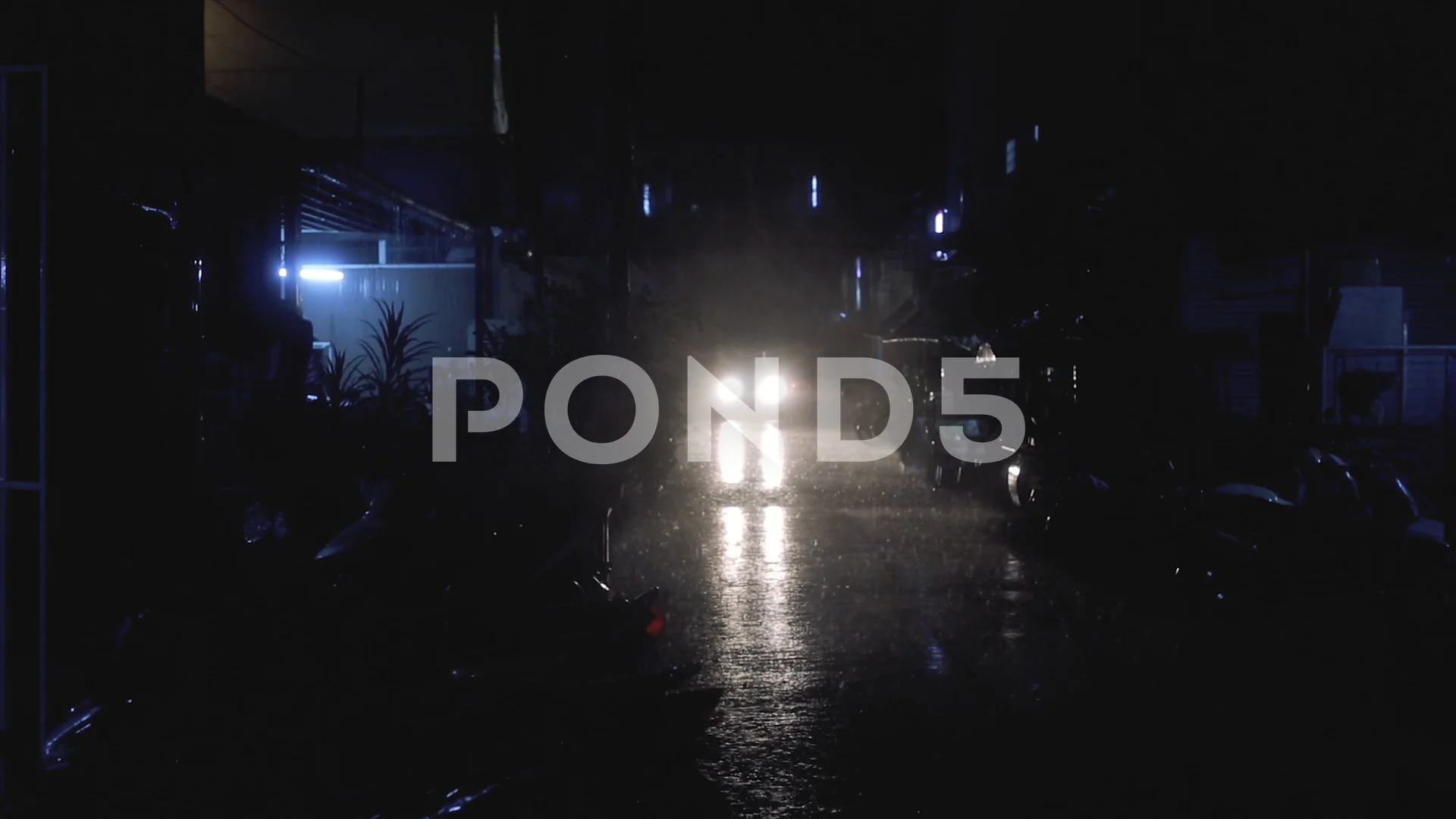 Strong Rain in the night city with car l... | Stock Video | Pond5