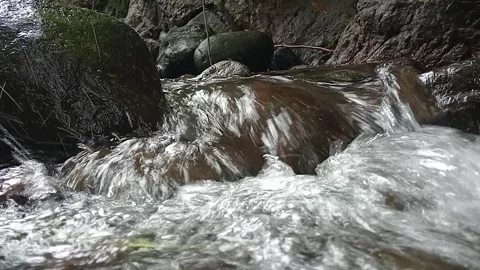 Strong River Current Flow Over Rocks Dynamic Nature Scene Stock Footage 330574699
