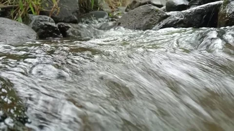 Strong River Current Flowing Over Stone Surface | Natural Water Energy Stock Footage 330546807