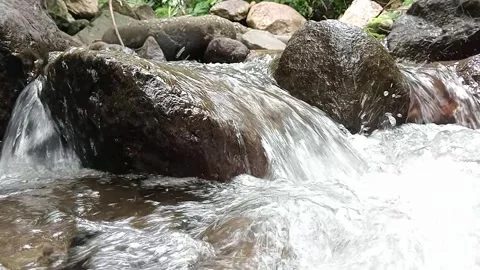Strong River Current Over Rocks Dynamic Water Flow Scene Stock Footage 330581791