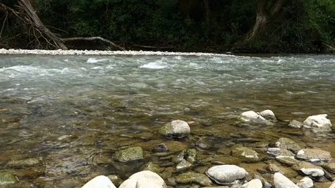 Strong river flow in nature Stock Footage 113332639