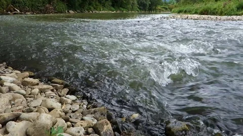 Strong river flow in nature Stock Footage 113334693