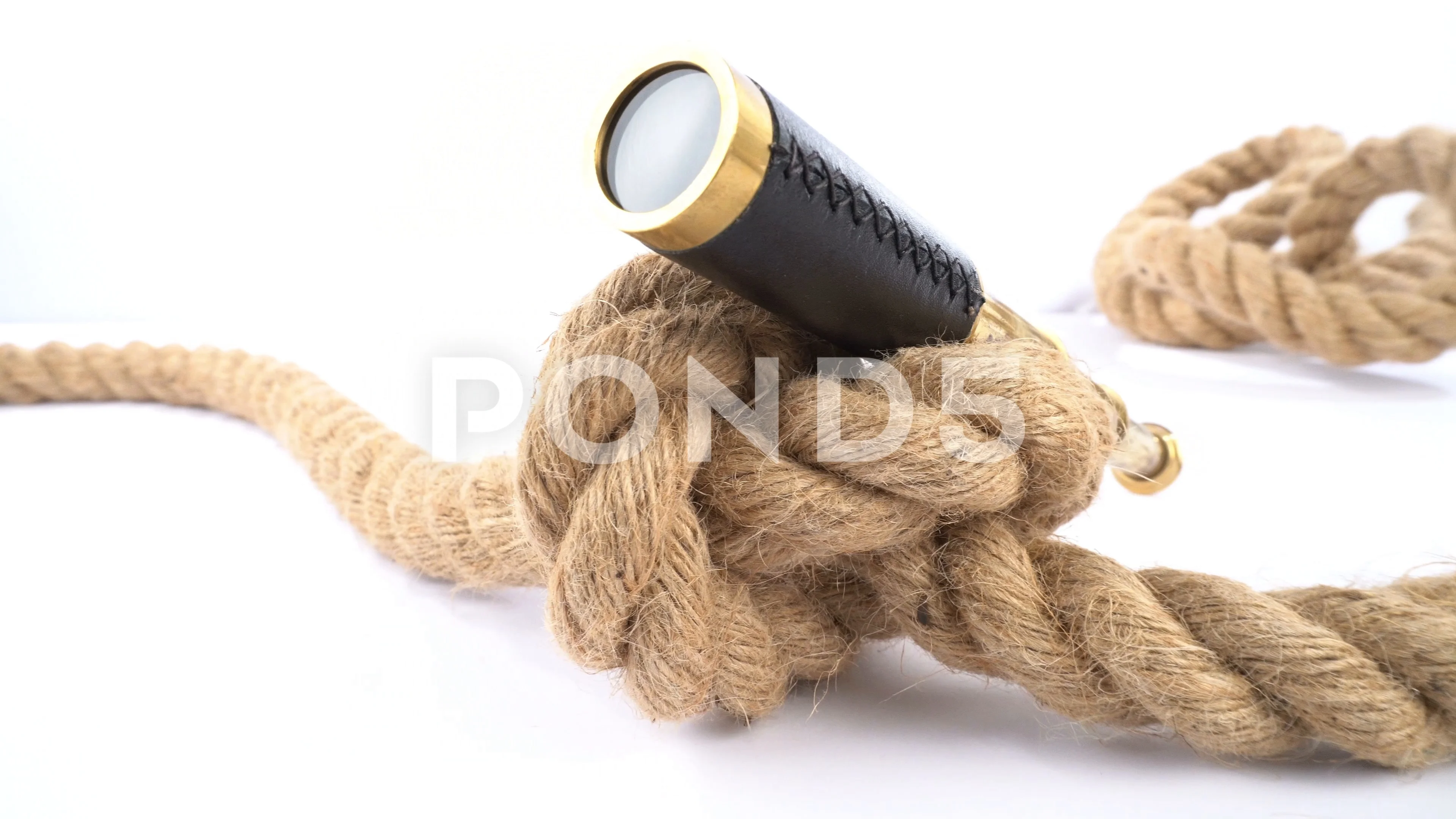 Strong Rope with a Knot isolated on whit, Stock Video