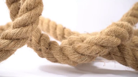 Strong Rope with Loops on white Background Stock Footage 126341472