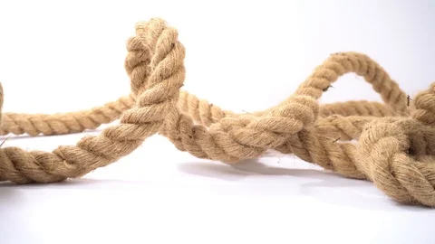 Strong Rope with Loops on white Background Stock Footage 126940491